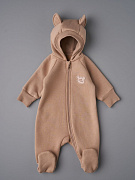 Комбинезон Little Star Мишка с капюшоном футер с начесом 30321 (ЧЗ-мз) темно-бежевый 56