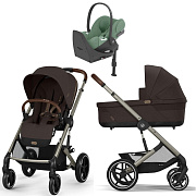 Коляска Cybex Balios S Lux TPE complete Cloud T Leaf Green Plus Base T 4 в 1 Chocolate Brown с дождевиками