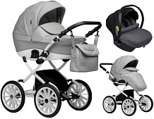 Детская коляска Indigo Special Plus 3 в 1 с автокреслом Avionaut Cosmo Grey Is04 серая кожа