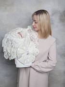 Уголок кружевной НаследникЪ Выжанова с бантом 100х90 НВ4013 ЧЗ экрю, круж. кружево 02, мелкий рисунок