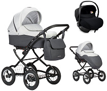 Детская коляска Indigo Charlotte Sity Classic 12 3 в 1 с автокреслом Avionaut Cosmo Cs05 т.серый+св.серый