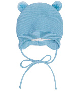 Шапочка вязаная AmaroBaby Pure Love Pompony с подкладом ЧЗ голубой 46