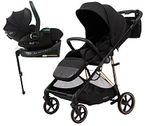 Прогулочная коляска Peppy Amici с автокреслом Jet Black и базой Black рама Gold