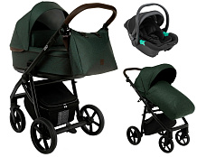 Детская коляска Roan Esso 2025 3 в 1 с автокреслом Pituso Santiso Pro Black ESS113/1 Dark Green/Black