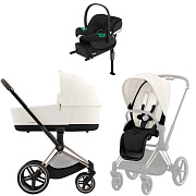 Коляска Cybex Priam IV Rosegold complete Aton B2 Volcano Black Base One 4 в 1 Off White