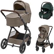 Коляска детская Maxi-Cosi Oxford Plus 3 в 1 с автокреслом Pebble 360 Pro Twillic Green 1978470110 Twillic Truffle/Трюфель