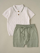 Рубашка-поло и шорты Little Star 25001-2 (ЧЗ-мз) белый/серо-зеленый 68