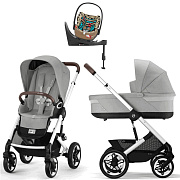 Коляска Cybex Talos S Lux SLV complete Cloud T One Love Base T 4 в 1 Stone Grey с дождевиками