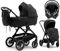 Коляска Agex Prima Pro 3 в 1 с автокреслом i-Team ATG519 Grey APA657 Midnight Grey (Темно-серый)