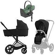 Коляска Cybex Priam IV Matt Black complete Cloud T Leaf Green Plus Base T 3 в 1 Sepia Black