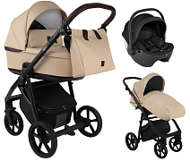 Детская коляска Roan Esso Кожа 3 в 1 с автокреслом Pituso Baesa Pro Black ESSK/212/1 Caramel/Black/руч.Тем.коричневый