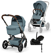 Коляска Cybex Balios S Lux Fold Cot TPE Cloud G3 Magic Black Base G3 4 в 1 Stormy Blue с дождевиками