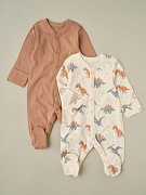 Комбинезон на кнопках Little star Динозавры интерлок 2 шт. 30032 (ЧЗ-мз) дино/карамельный 62