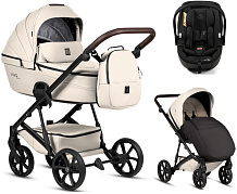 Детская коляска Tutis Viva 6 Plus Leather 3 в 1 с автокреслом Beno Black 1612086 Vanilla