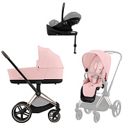 Коляска Cybex Priam IV Rosegold complete Cloud G Stone Grey Plus Base G 3 в 1 Peach Pink