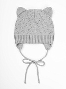 Шапка вязаная AmaroBaby Pure Love Kitten с подкладом серая 40