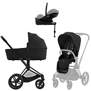 Коляска Cybex Priam IV Matt Black complete Cloud G Stone Grey Plus Base G 3 в 1 Sepia Black