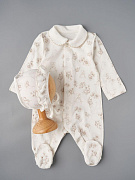 Комбинезон с чепчиком Little Star Мишки с цветочками 31834 (ЧЗ-мз) крем 62