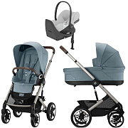 Коляска Cybex Talos S Lux TPE complete Cloud T Platinum White Plus Base T 4 в 1 Stormy Blue с дождевиками