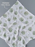 Пеленка Little Star муслиновая 118х118 6400466 (ЧЗ-мз) тропики на белом