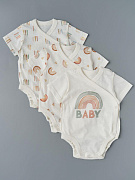 Боди на запахе Little Star Радуга 3 шт 7123 (ЧЗ-мз) крем 56