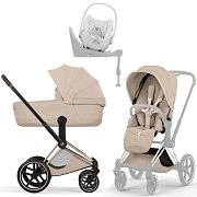 Коляска Cybex Priam V Rosegold Style Cloud T Urban Mobility White Base T 4 в 1 Cozy Beige
