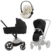 Коляска Cybex Priam IV Rosegold complete и автокресло Cloud G i-Size Seashell Beige Plus 3 в 1 Sepia Black