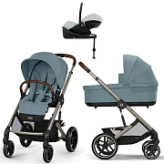 Коляска Cybex Balios S Lux TPE complete Cloud G Fog Grey Base G 4 в 1 Stormy Blue с дождевиками