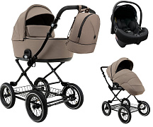 Детская коляска Roan Bass Next Classic d12 2.0 3 в 1 с автокреслом Tutis Elo Lux EduSky Black BNC/80/2 Hazel/Black/руч.Black