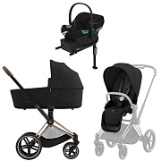Коляска Cybex Priam IV Rosegold complete Aton S2 Moon Black Base One 4 в 1 Sepia Black