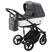 Детская коляска Adamex Amelia 3 в 1 AM234-TIP (Т.СЕР+БЕЛ.КОЖА)