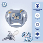 Пустышка силиконовая Canpol babies Cute Animals симметричная 0-6 мес 34/924 голубая собачка