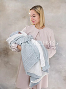 Конверт на выписку НаследникЪ Выжанова плед утепленный вязан. бант 90x100 НВ4066_1 серо-голубой