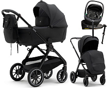 Коляска Agex Prima Pro 4 в 1 с автокреслом i-Safe Black и базой Midnight Grey (Темно-серый)