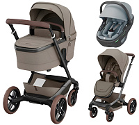 Детская коляска Maxi-Cosi Fame 3 в 1 с автокреслом Coral 360 Essential grey Twillic Truffle/Трюфель(беж)