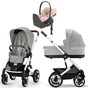 Коляска Cybex Talos S Lux SLV complete Cloud T Peach Pink Plus Base T 4 в 1 Stone Grey с дождевиками