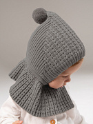 Шапка-шлем вязаная AmaroBaby Bonny зимняя с утеплителем ЧЗ серый 40