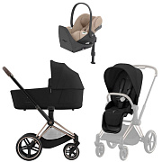 Коляска Cybex Priam IV Rosegold complete Cloud T Cozy Beige Plus Base T 3 в 1 Sepia Black