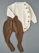 Боди и ползунки вязаные Little Star Henry 0035 (ЧЗ-нк) крем/коричневый оливка 56