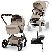 Коляска Cybex Balios S Lux Fold Cot TPE Cloud G3 Stone Grey Plus Base G3 4 в 1 Almond Beige с дождевиками