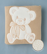 Плед вязаный Little Star Мишка Бант 120х90 см бежевый лайт