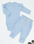 Боди AmaroBaby Fashion с длинным рукавом и ползунки голубой 62