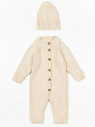 Комбинезон вязаный AmaroBaby Pure Love Tot демисезонный с шапочкой молочный 62