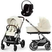 Коляска Cybex Balios S Lux TPE 2025 Cloud G i-Size Moon Black Plus 3 в 1 Seashell Beige с дождевиками