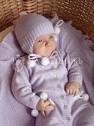 Шапка НаследникЪ Выжанова с помпонами НВ7007 лаванда 36