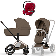 Коляска Cybex Priam V Rosegold Style Aton B2 Dynamic Red 3 в 1 Coconut Brown