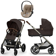 Коляска Cybex Balios S Lux TPE complete Cloud T Cozy Beige Plus 3 в 1 Chocolate Brown с дождевиками