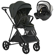 Детская прогулочная коляска Pituso Carbon RX c автокреслом Baesa Pro Black,Beige Canopy Magnet Grey/рама carbon