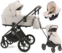 Детская коляска Peppy Soho 3 в 1 с автокреслом Rise Milk Taupe (бежевый), рама серо-бежевый