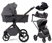 Детская коляска Peppy Monaco Plus 4 в 1 с автокреслом Verona Black и базой Antrazit (графитовый), рама серая